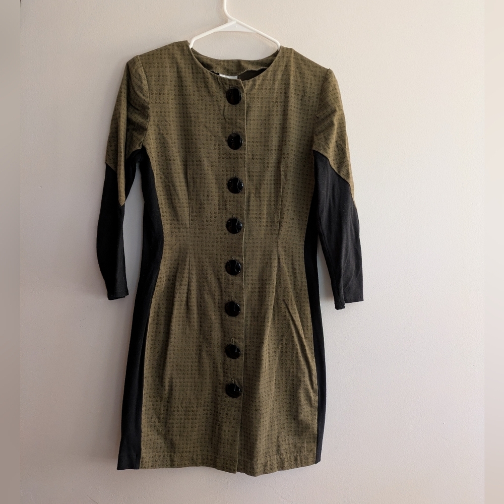 Vintage Byers Too! Body Con Dress  Military Green and Black Size 9